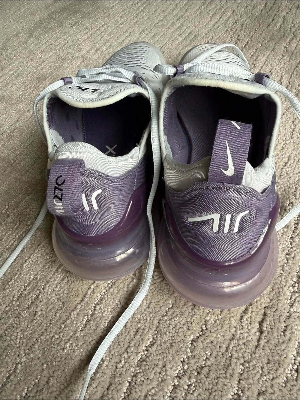 Nike Women’s Air Max 270 Sneakers - White & Purple - Picture 4 of 6